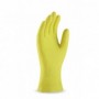 Pack 12 guante de látex en color amarillo para riesgos mecánicos superficiales