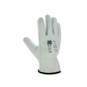 Pack 12 guante tipo conductor flor vacuno color natural con ribete.