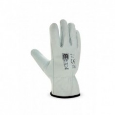 Pack 12 guante tipo conductor flor vacuno color natural con ribete.