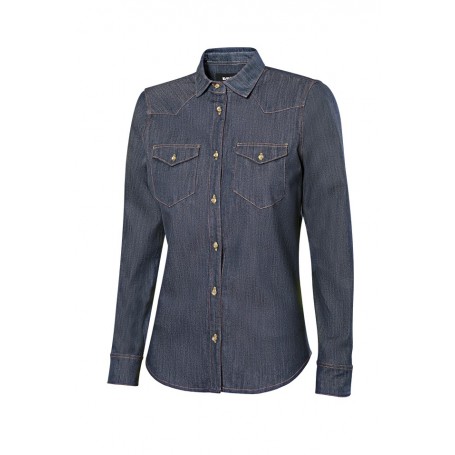 Serie 405007S Camisa denim stretch manga larga mujer