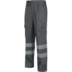 Pantalón de algodón con cintura elástica, multibolsillos y 2 cintas reflectantes.B1447