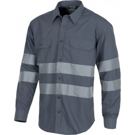 Camisa manga larga con 2 bolsos de pecho y cintas reflectantes.B8007