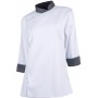 Casaca cocina de mujer combinada con vivos. Tejido bird-eye en sisa y espalda. Tto antimanchasB9242