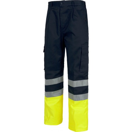 Pantalón bicolor, con dos cintas de alta visibilidad y cintura elástica.C4014