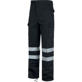 Pantalón sin elástico con refuerzos, multibolsillos y 2 cintas reflectantes.C4016