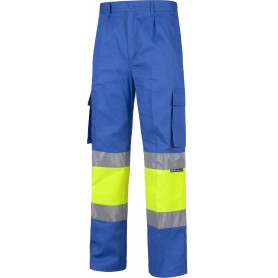 Pantalón con 2 cintas de alta visibilidad y reflectante, refuerzos y multibolsillos. EN471.C4018