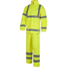 Conjunto de alta visibilidad de pantalón y chaqueta impermeables. EN471. EN343.S2010